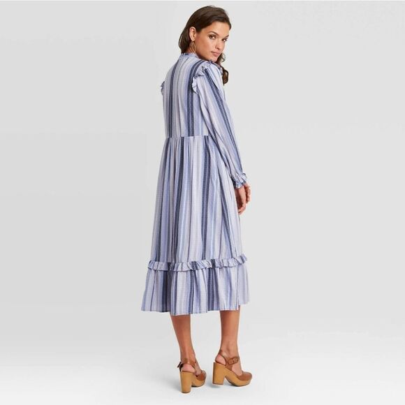 NWT Universal Thread Blue Prairie Dress  Long Sleeve Plus Size - Picture 3 of 8